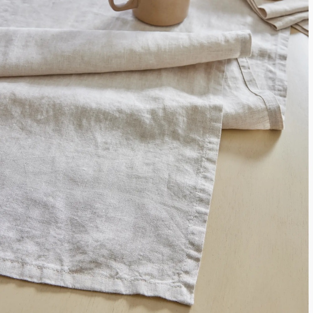 European 100% Linen in flax color. 16” x 108”.